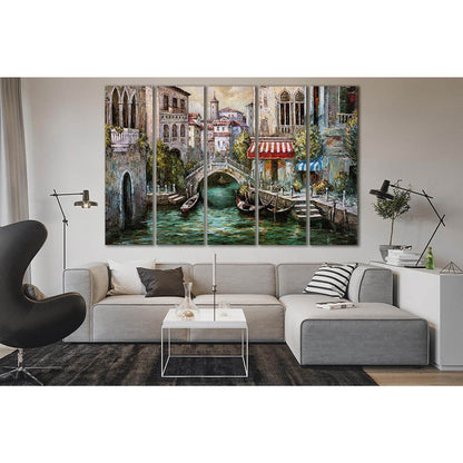 Water Canal In Venice №SL614 Ready to Hang Canvas Print - Zellart Canvas Prints 0new, ALL_Products, Oil Painting Wall Art