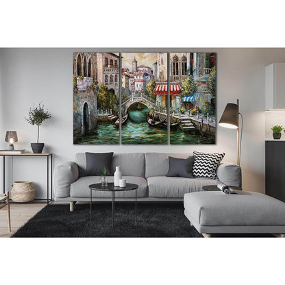 Water Canal In Venice №SL614 Ready to Hang Canvas Print - Zellart Canvas Prints 0new, ALL_Products, Oil Painting Wall Art