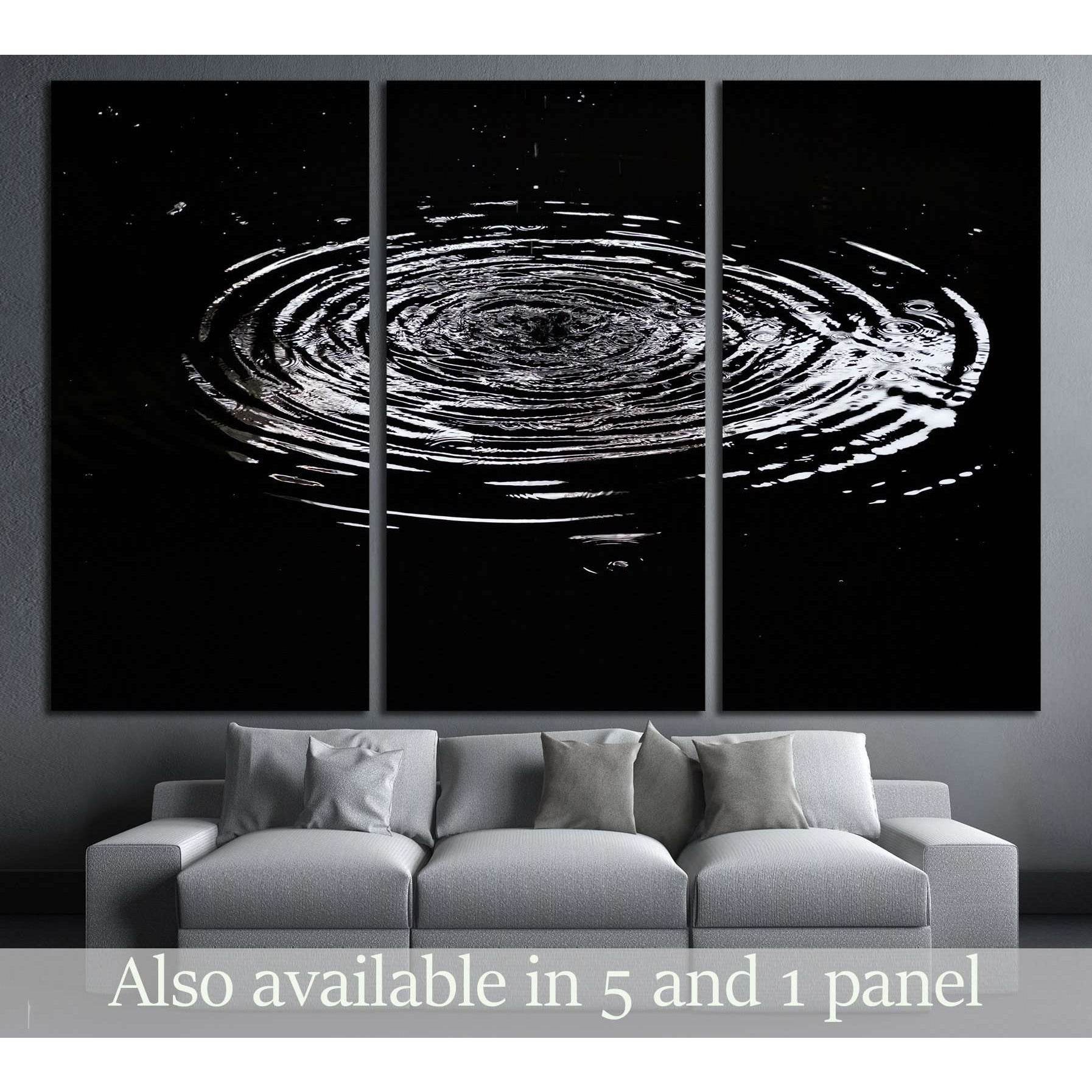 Water ripples from a drop of water in the dark №3015 Ready to Hang Canvas Print - Zellart Canvas Prints ALL_Products, s-3015