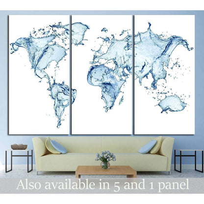 Water Splashes World Map №1452 Ready to Hang Canvas Print - Zellart Canvas Prints ALL_Products, s-1452