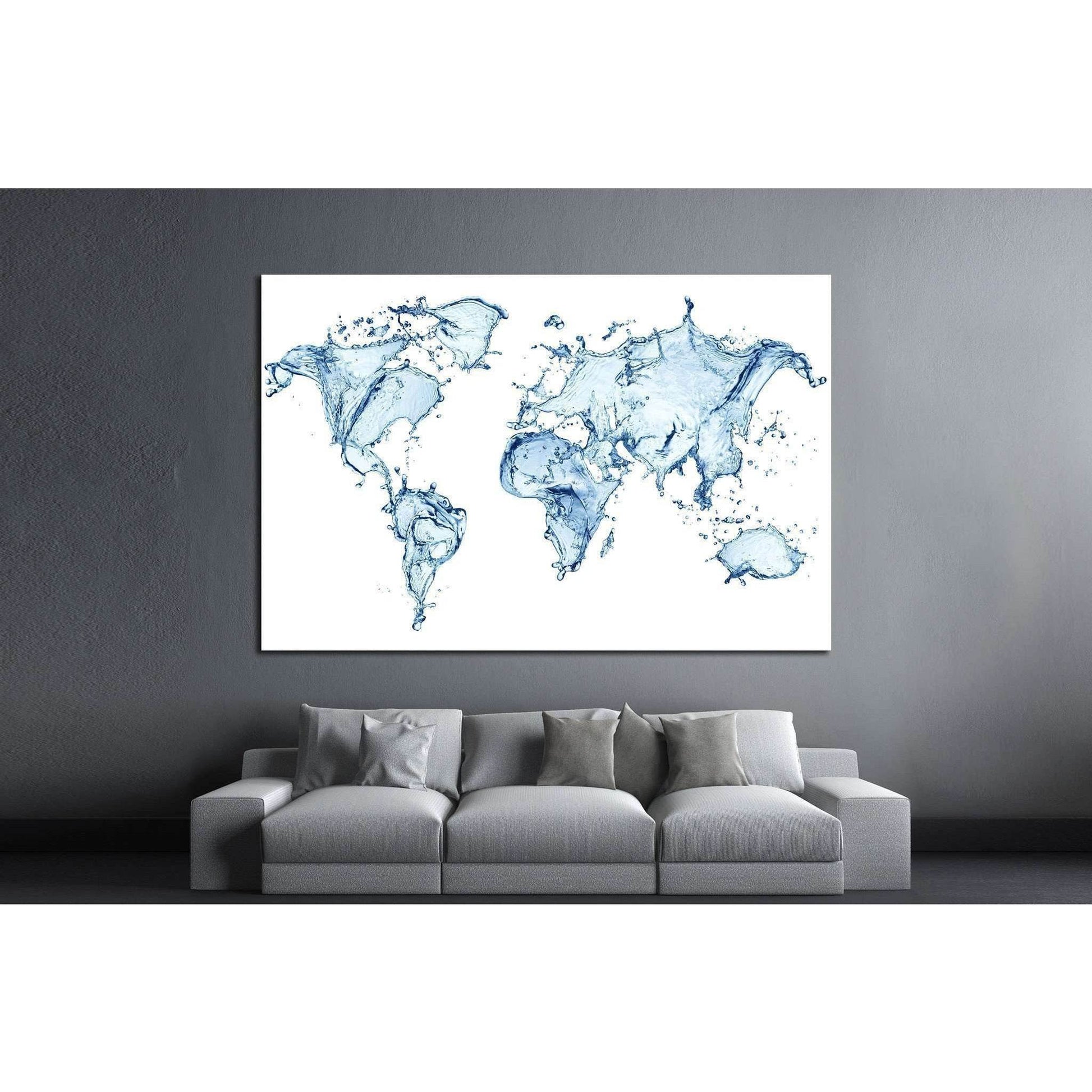 Water Splashes World Map №1452 Ready to Hang Canvas Print - Zellart Canvas Prints ALL_Products, s-1452