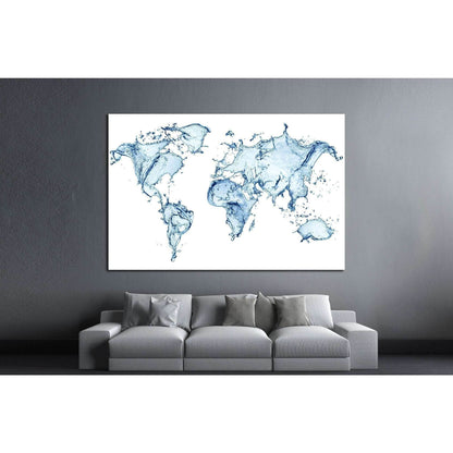 Water Splashes World Map №1452 Ready to Hang Canvas Print - Zellart Canvas Prints ALL_Products, s-1452