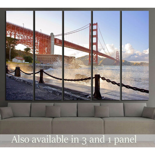 Water splashing at Golden Gate Bridge №2600 Ready to Hang Canvas Print - Zellart Canvas Prints ALL_Products, s-2600