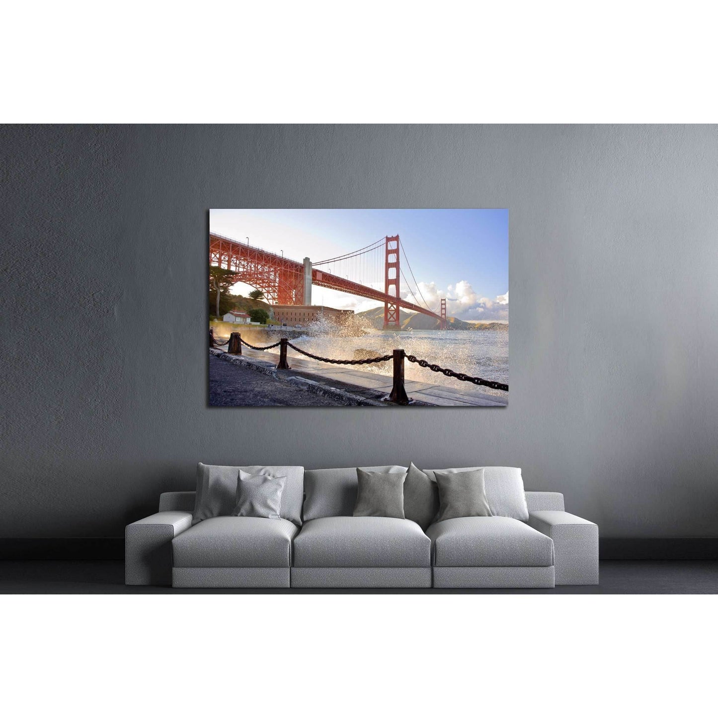 Water splashing at Golden Gate Bridge №2600 Ready to Hang Canvas Print - Zellart Canvas Prints ALL_Products, s-2600