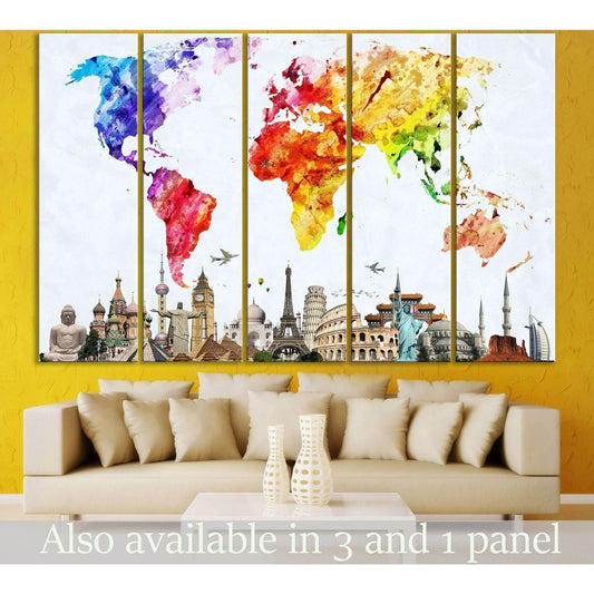 Watercolor World Map №103 Ready to Hang Canvas PrintCanvas art arrives ready to hang, with hanging accessories included and no additional framing required. Every canvas print is hand-crafted, made on-demand at our workshop and expertly stretched around 10