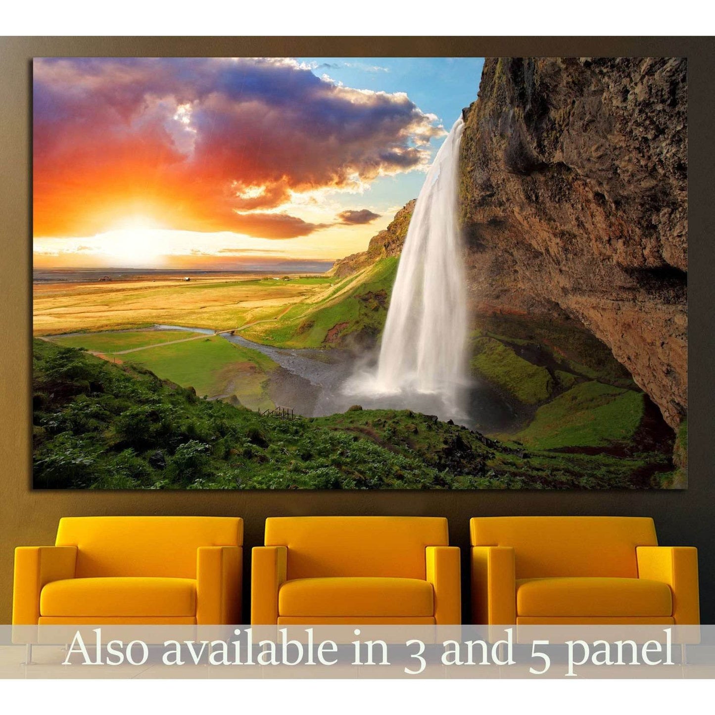 Waterfall, Iceland - Seljalandsfoss №646 Ready to Hang Canvas Print - Zellart Canvas Prints ALL_Products, s-646, Waterfall