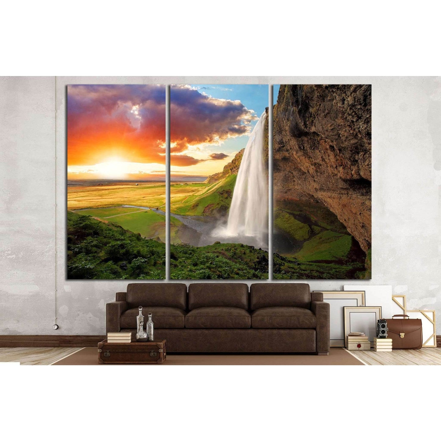 Waterfall, Iceland - Seljalandsfoss №646 Ready to Hang Canvas Print - Zellart Canvas Prints ALL_Products, s-646, Waterfall