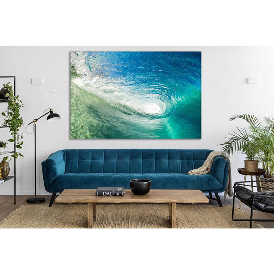Wave Pitching And Creating A Tube №SL188 Ready to Hang Canvas Print - Zellart Canvas Prints 0new, ALL_Products, Beach Ocean & Waves