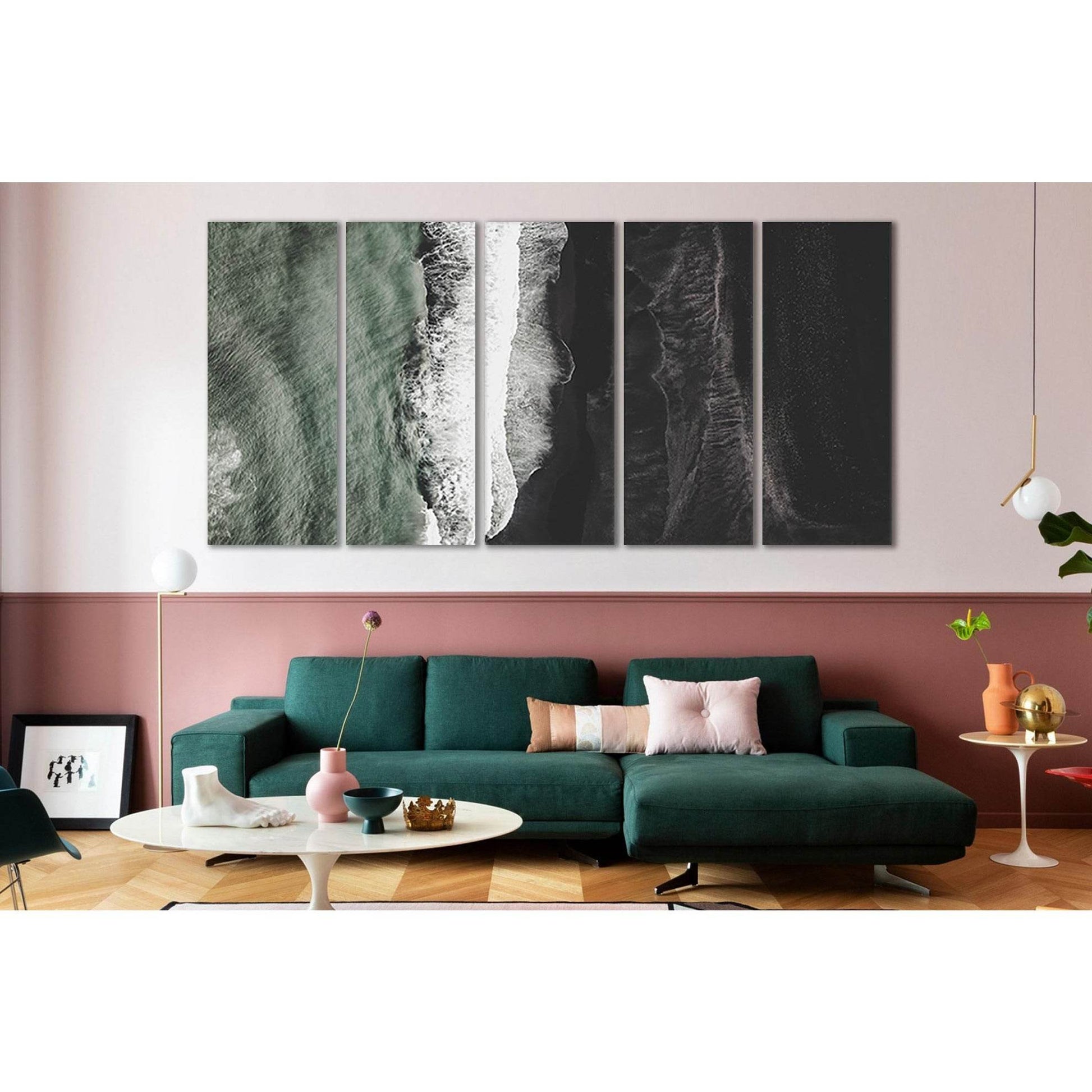 Waves Black Sand Beach №SL64 Ready to Hang Canvas Print - Zellart Canvas Prints 0new, ALL_Products, Beach Ocean & Waves