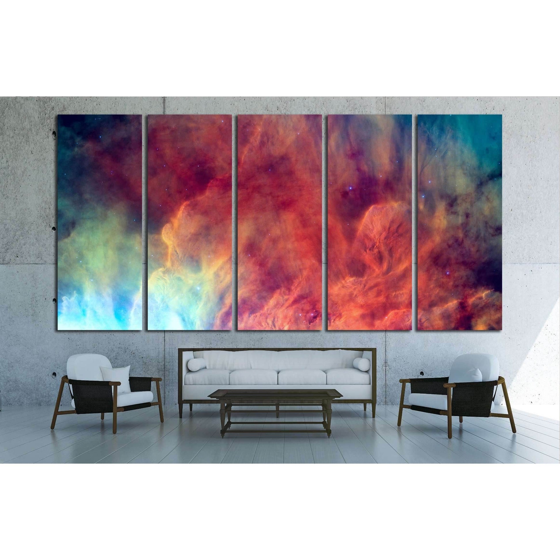 Waves breaking in the stellar Lagoon Nebula or emission nebula Messier №2558 Ready to Hang Canvas Print - Zellart Canvas Prints ALL_Products, s-2558