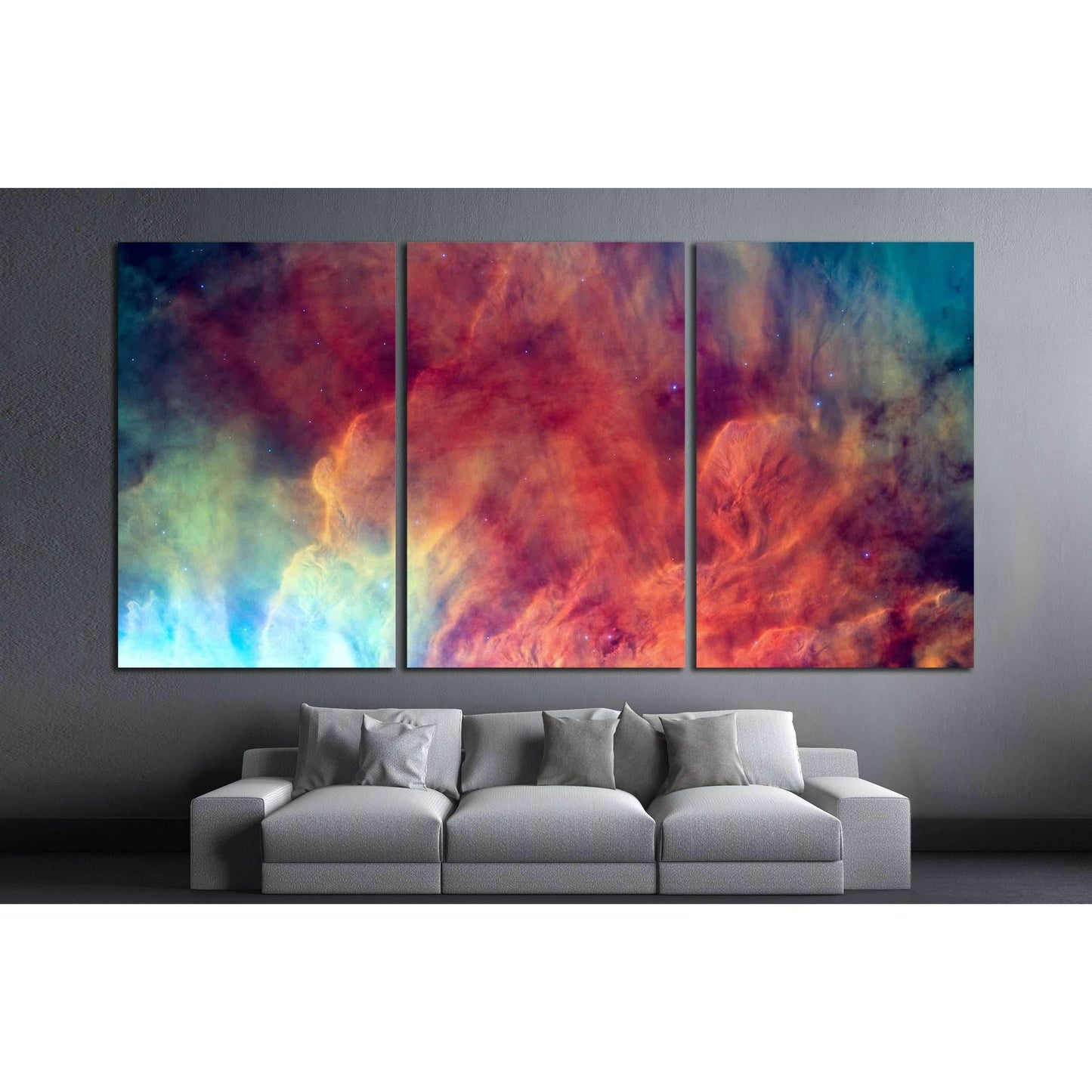 Waves breaking in the stellar Lagoon Nebula or emission nebula Messier №2558 Ready to Hang Canvas Print - Zellart Canvas Prints ALL_Products, s-2558