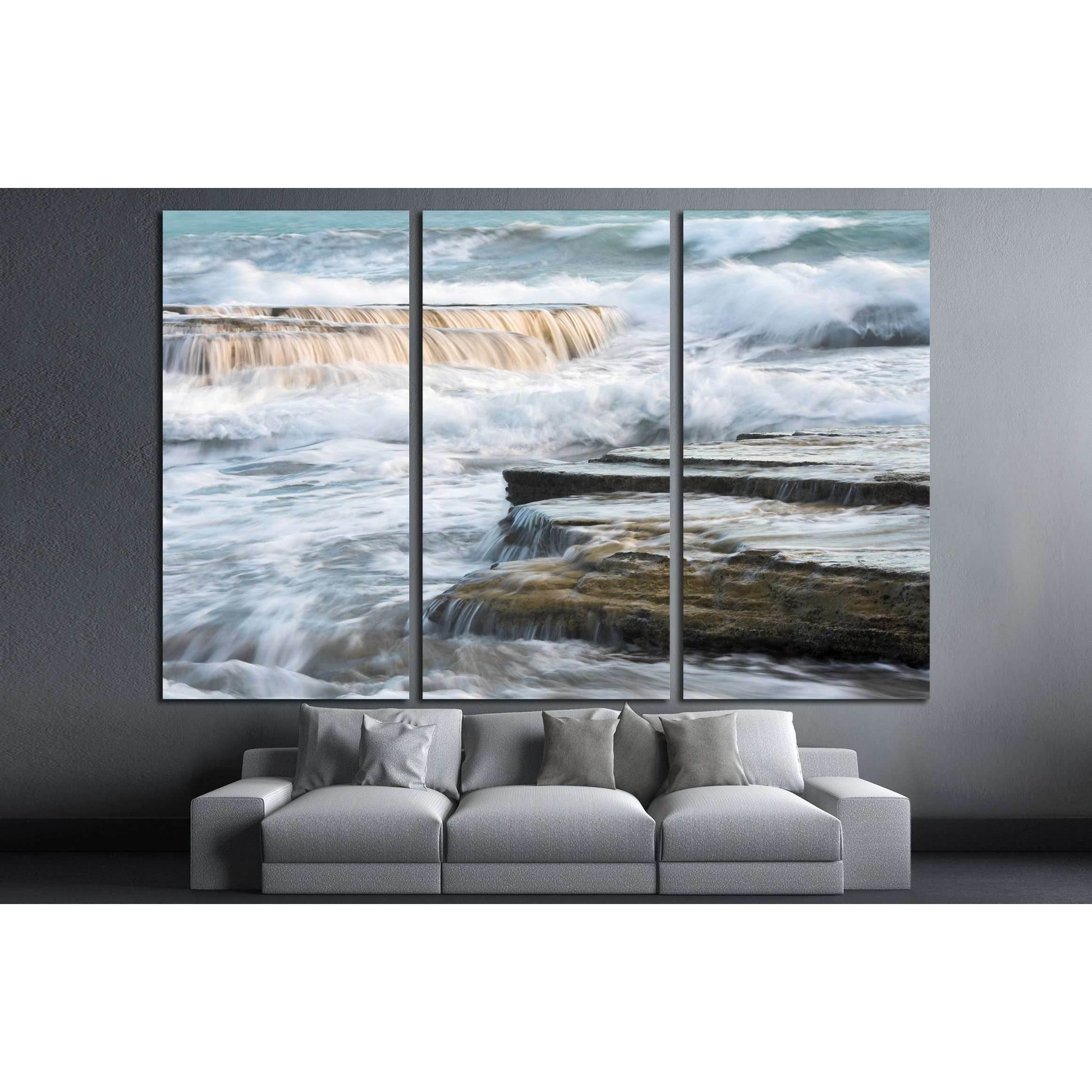 Waves crashing to sea rock plates №3157 Ready to Hang Canvas PrintCanvas art arrives ready to hang, with hanging accessories included and no additional framing required. Every canvas print is hand-crafted, made on-demand at our workshop and expertly stret