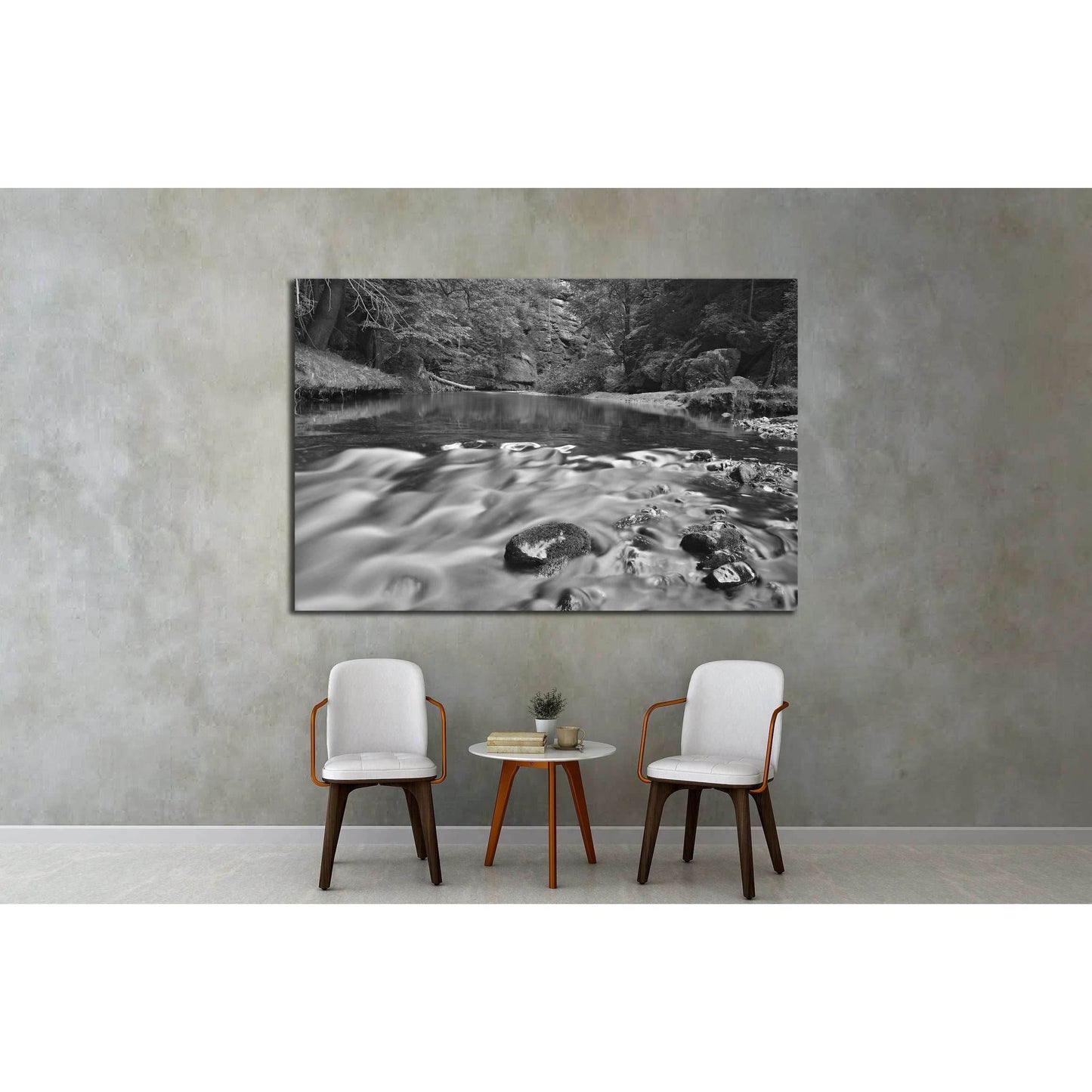 Waves in water of mountain river covered by leaves forest. №2857 Ready to Hang Canvas Print - Zellart Canvas Prints ALL_Products, s-2857