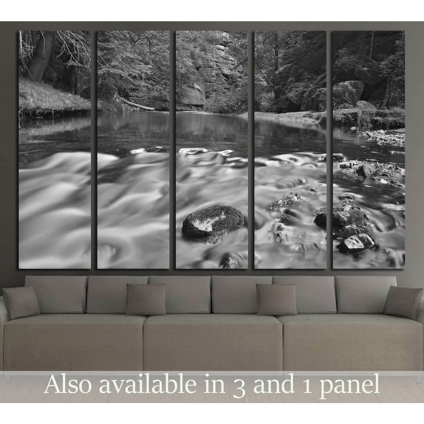 Waves in water of mountain river covered by leaves forest. №2857 Ready to Hang Canvas Print - Zellart Canvas Prints ALL_Products, s-2857