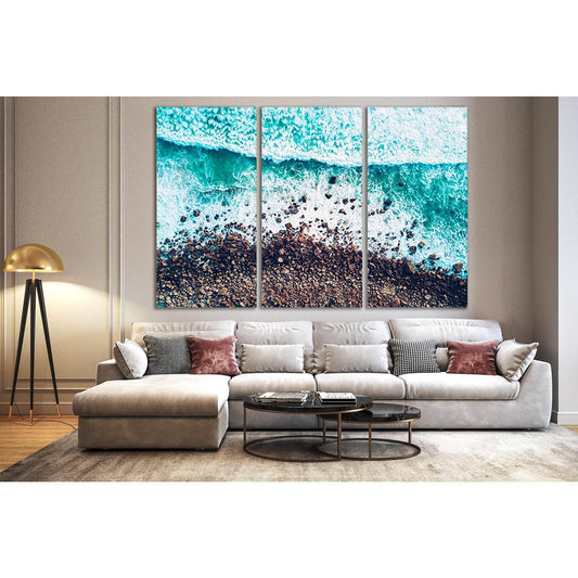 Waves Splashing On Boulder Beach №SL122 Ready to Hang Canvas Print - Zellart Canvas Prints 0new, ALL_Products, Beach Ocean & Waves