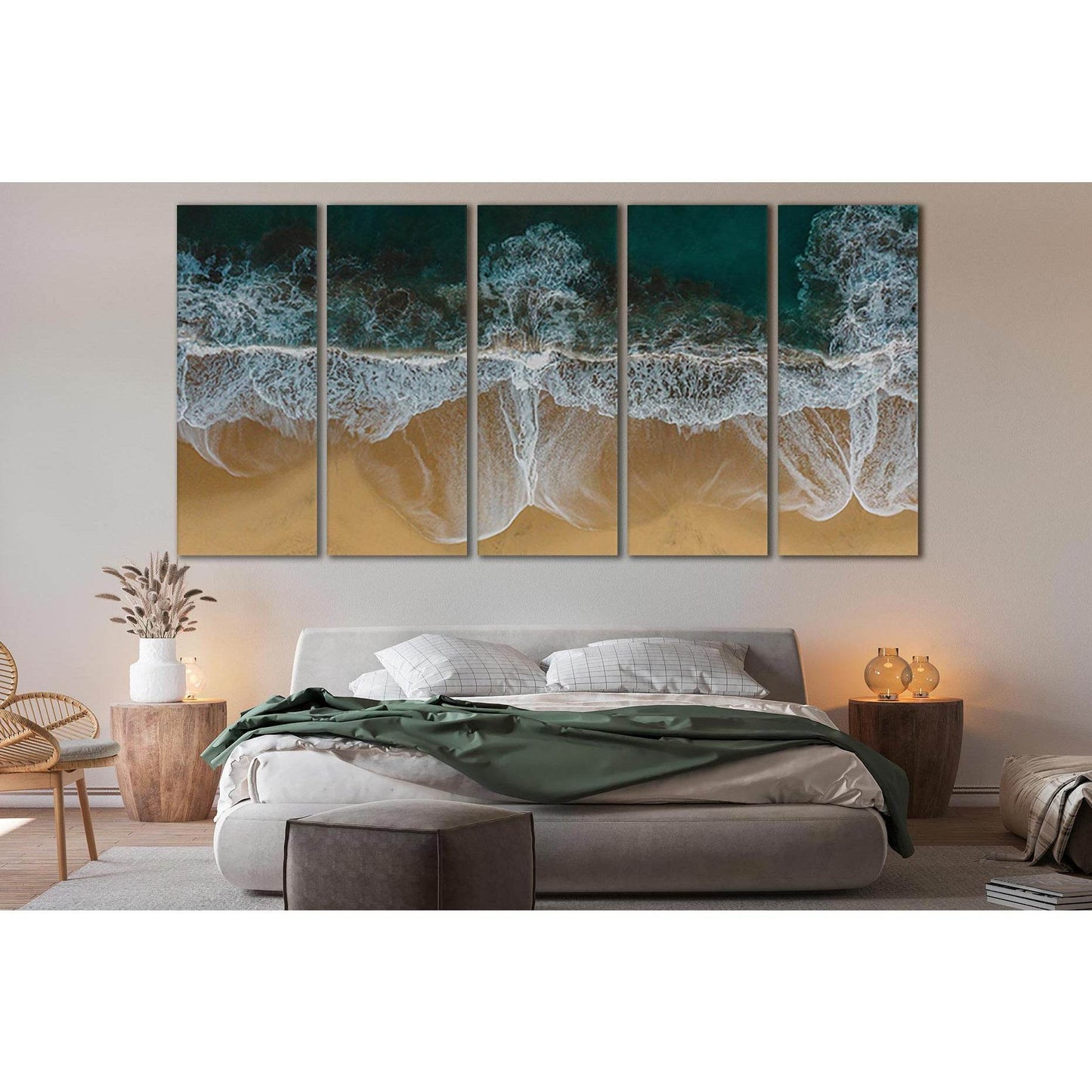 Waves Splashing On Sand Beach №SL121 Ready to Hang Canvas Print - Zellart Canvas Prints 0new, ALL_Products, Beach Ocean & Waves