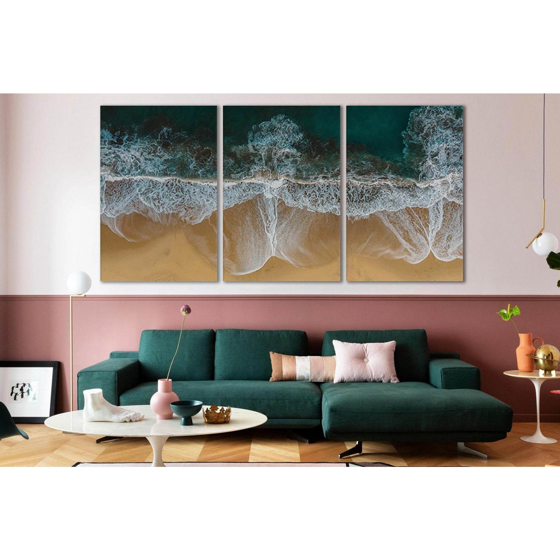 Waves Splashing On Sand Beach №SL121 Ready to Hang Canvas Print - Zellart Canvas Prints 0new, ALL_Products, Beach Ocean & Waves