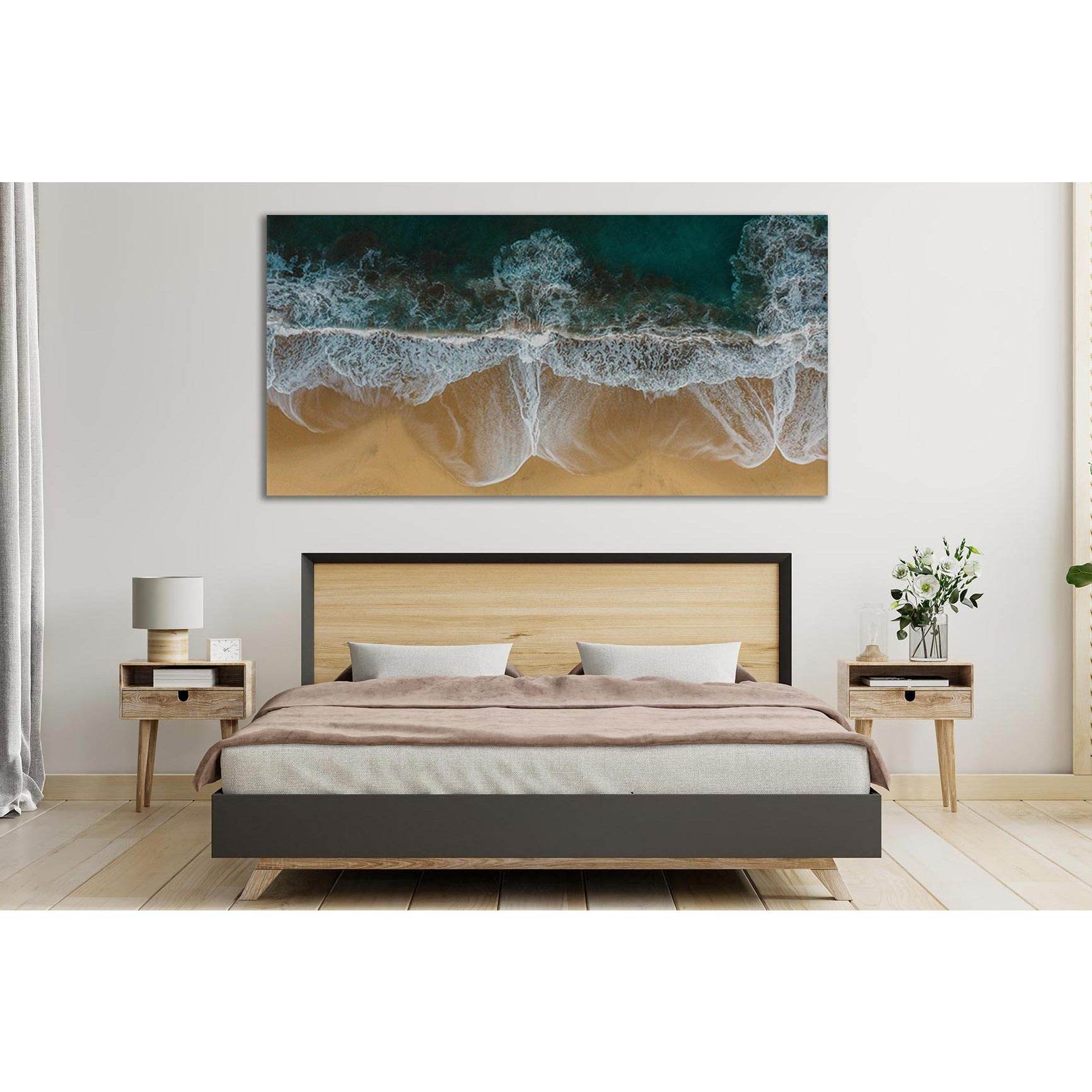 Waves Splashing On Sand Beach №SL121 Ready to Hang Canvas Print - Zellart Canvas Prints 0new, ALL_Products, Beach Ocean & Waves