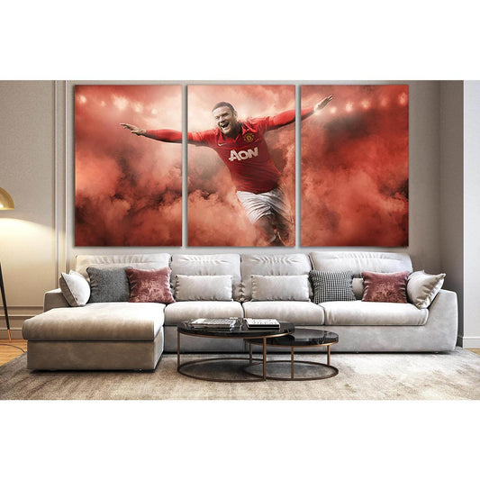 Wayne Rooney Footballer In Red Smoke №SL932 Ready to Hang Canvas Print - Zellart Canvas Prints 0new, ALL_Products, Sports & Motivation