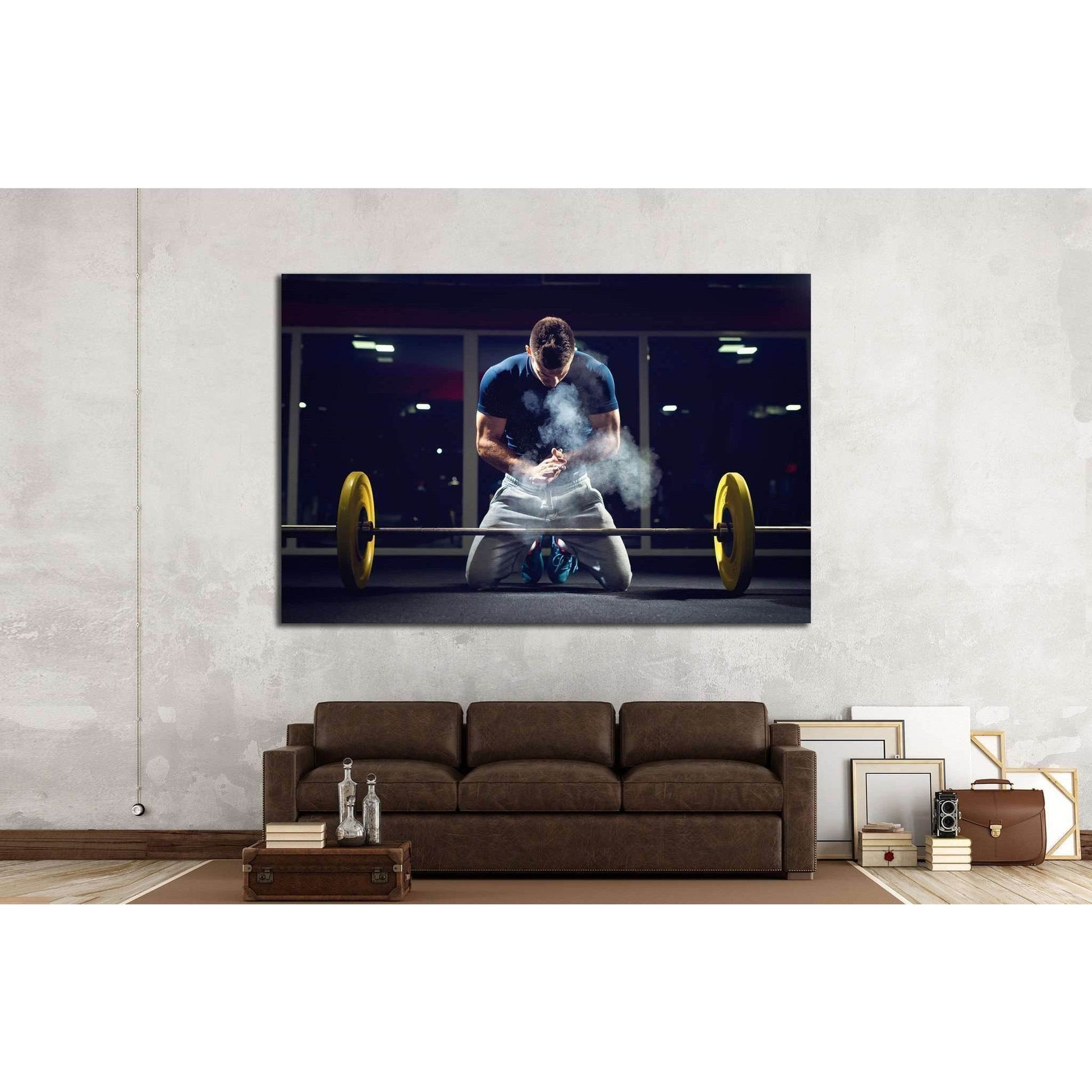 weightlifter preparing for training №1381 Ready to Hang Canvas Print - Zellart Canvas Prints ALL_Products, s-1381