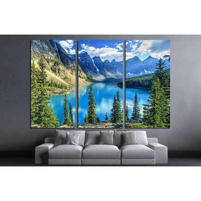 Wenkchemna Peaks Reflection on Moraine Lake, Banff, Rocly Mountain, Canada №3073 Ready to Hang Canvas Print - Zellart Canvas Prints ALL_Products, s-3073
