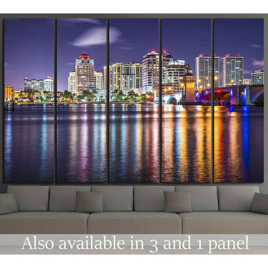West Palm Beach, Florida nighttime skyline №1207 Ready to Hang Canvas Print - Zellart Canvas Prints ALL_Products, s-1207