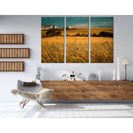 Wheat Field In Overcast Weather №04245 Ready to Hang Canvas Print - Zellart Canvas Prints ALL_Products