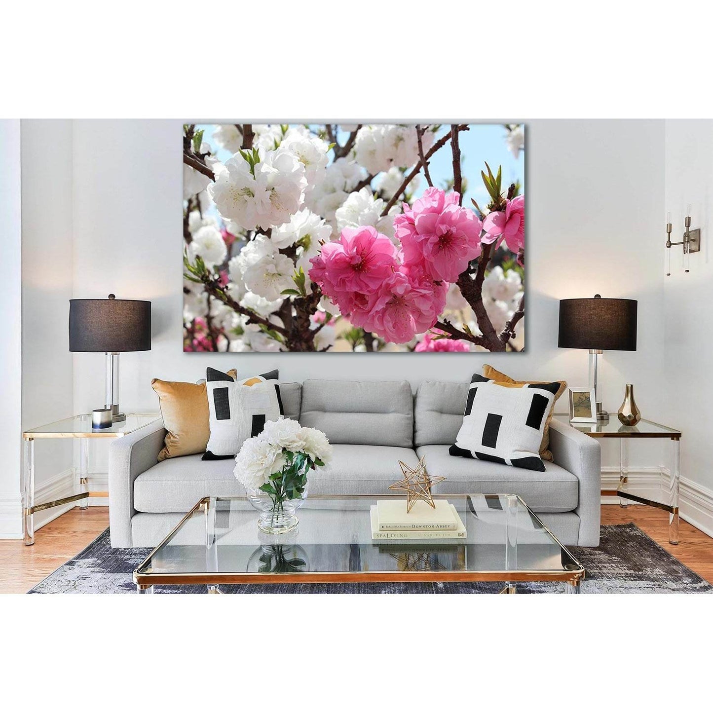 White And Pink Sakura №SL825 Ready to Hang Canvas Print - Zellart Canvas Prints 0new, ALL_Products, Trees Wall Art