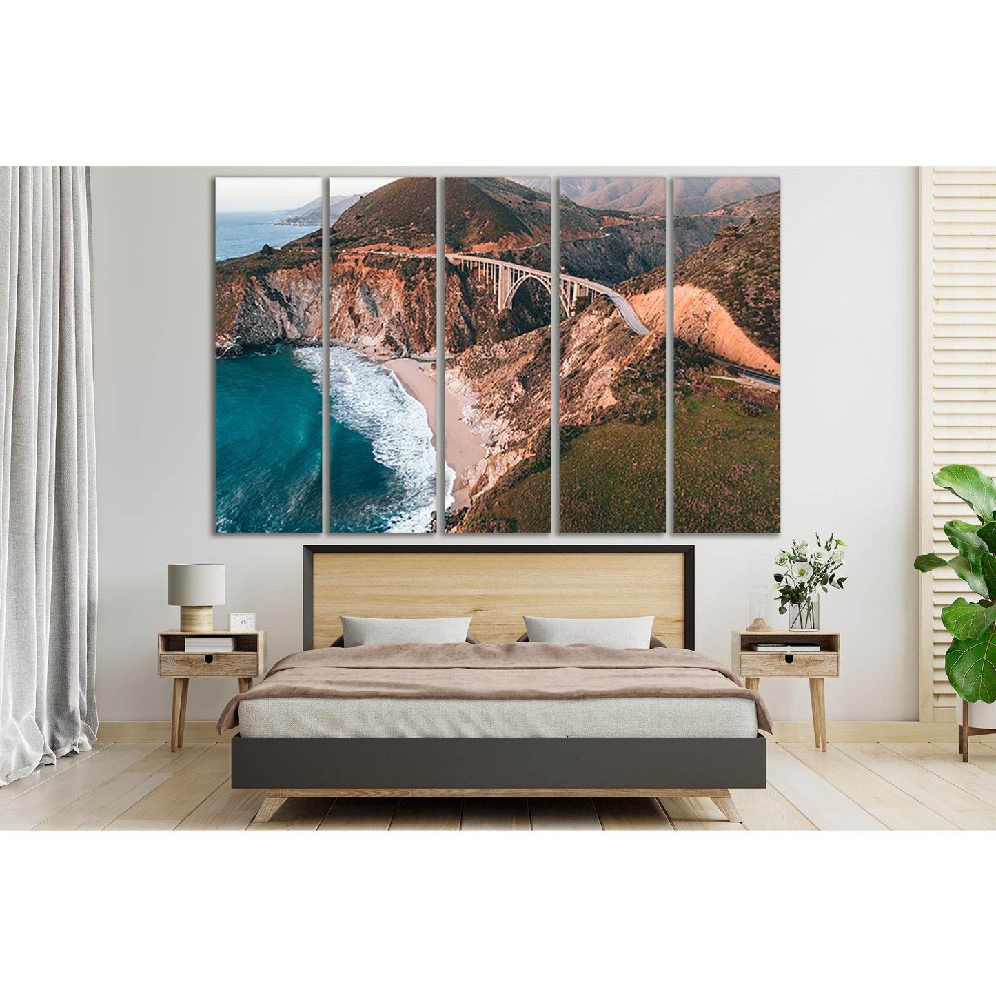 White Bridge Over The Sea №SL1148 Ready to Hang Canvas Print - Zellart Canvas Prints 0new, ALL_Products, Bridges Wall Art