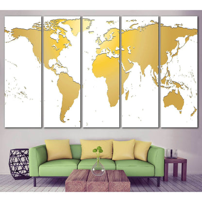 White / Gold World Map №862 Ready to Hang Canvas Print - Zellart Canvas Prints ALL_Products, autopostr_pinterest_65155, autopostr_pinterest_65157, autopostr_pinterest_65158, autopostr_pinterest_65160