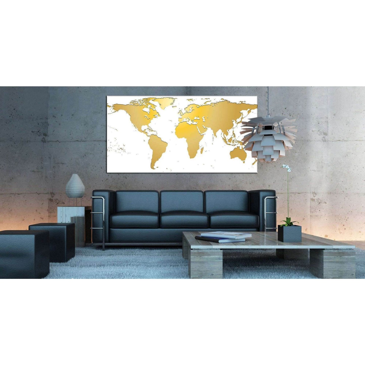 White / Gold World Map №862 Ready to Hang Canvas Print - Zellart Canvas Prints ALL_Products, autopostr_pinterest_65155, autopostr_pinterest_65157, autopostr_pinterest_65158, autopostr_pinterest_65160
