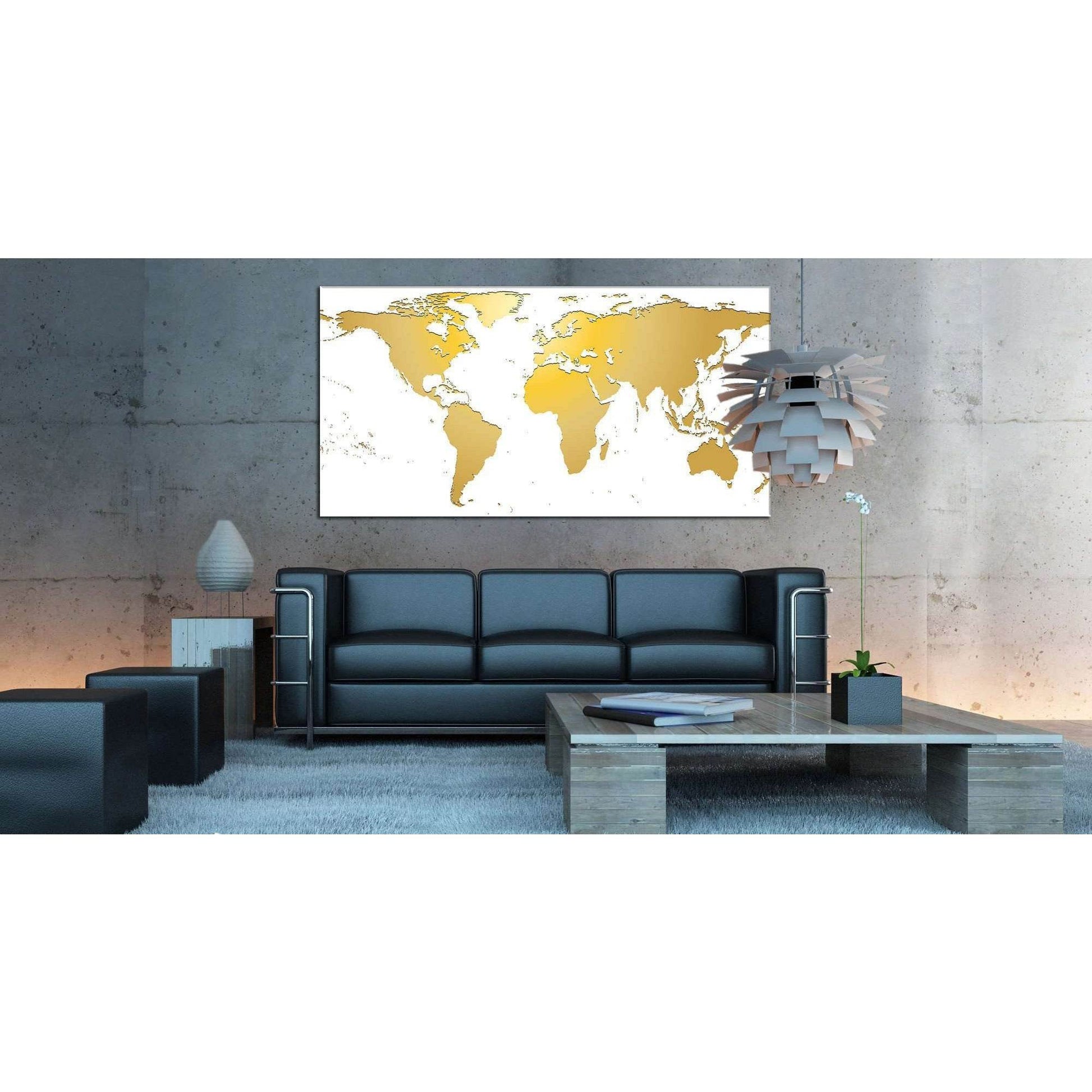 White / Gold World Map №862 Ready to Hang Canvas Print - Zellart Canvas Prints ALL_Products, autopostr_pinterest_65155, autopostr_pinterest_65157, autopostr_pinterest_65158, autopostr_pinterest_65160