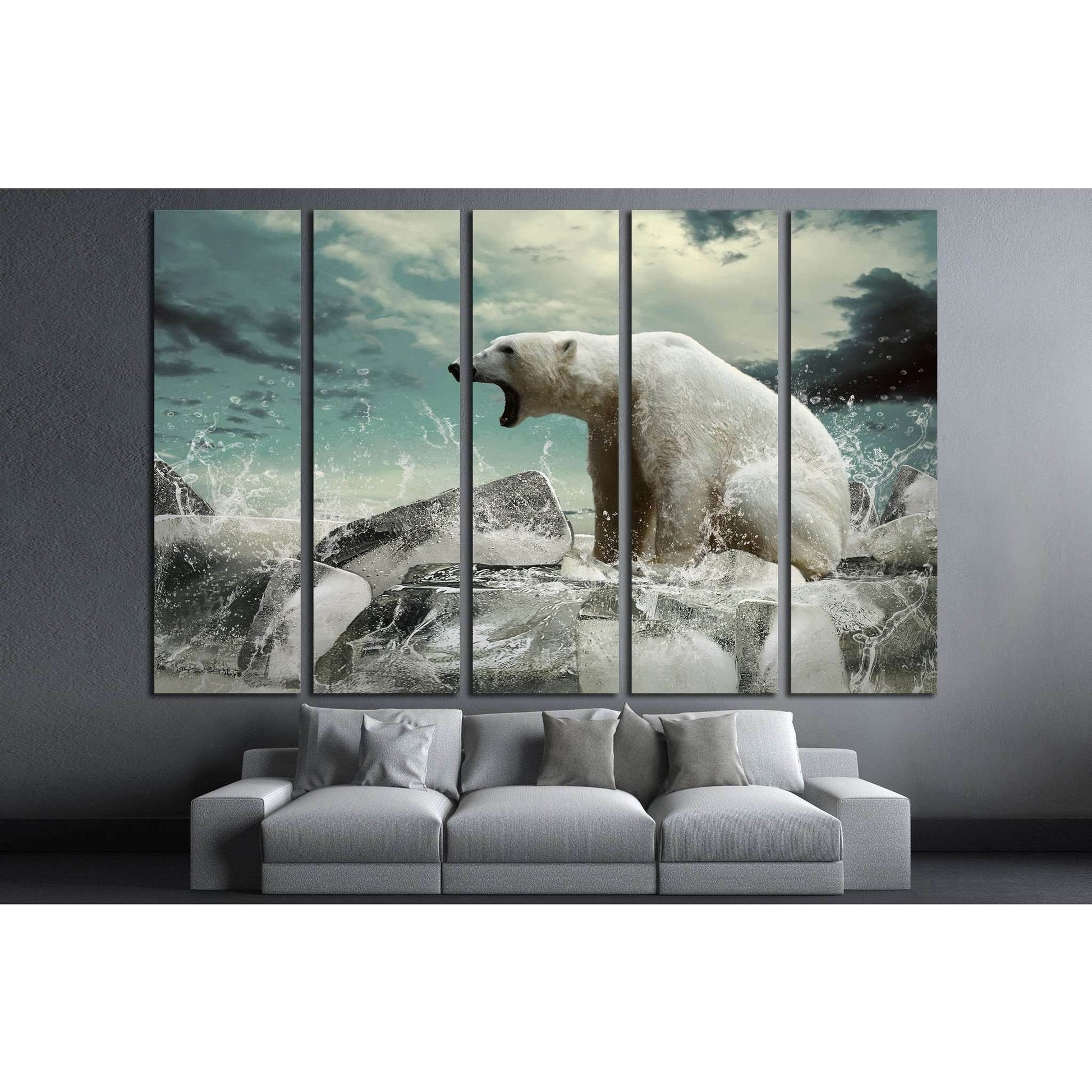 White Polar Bear Hunter on the Ice in water drops №1843 Ready to Hang Canvas PrintCanvas art arrives ready to hang, with hanging accessories included and no additional framing required. Every canvas print is hand-crafted, made on-demand at our workshop an
