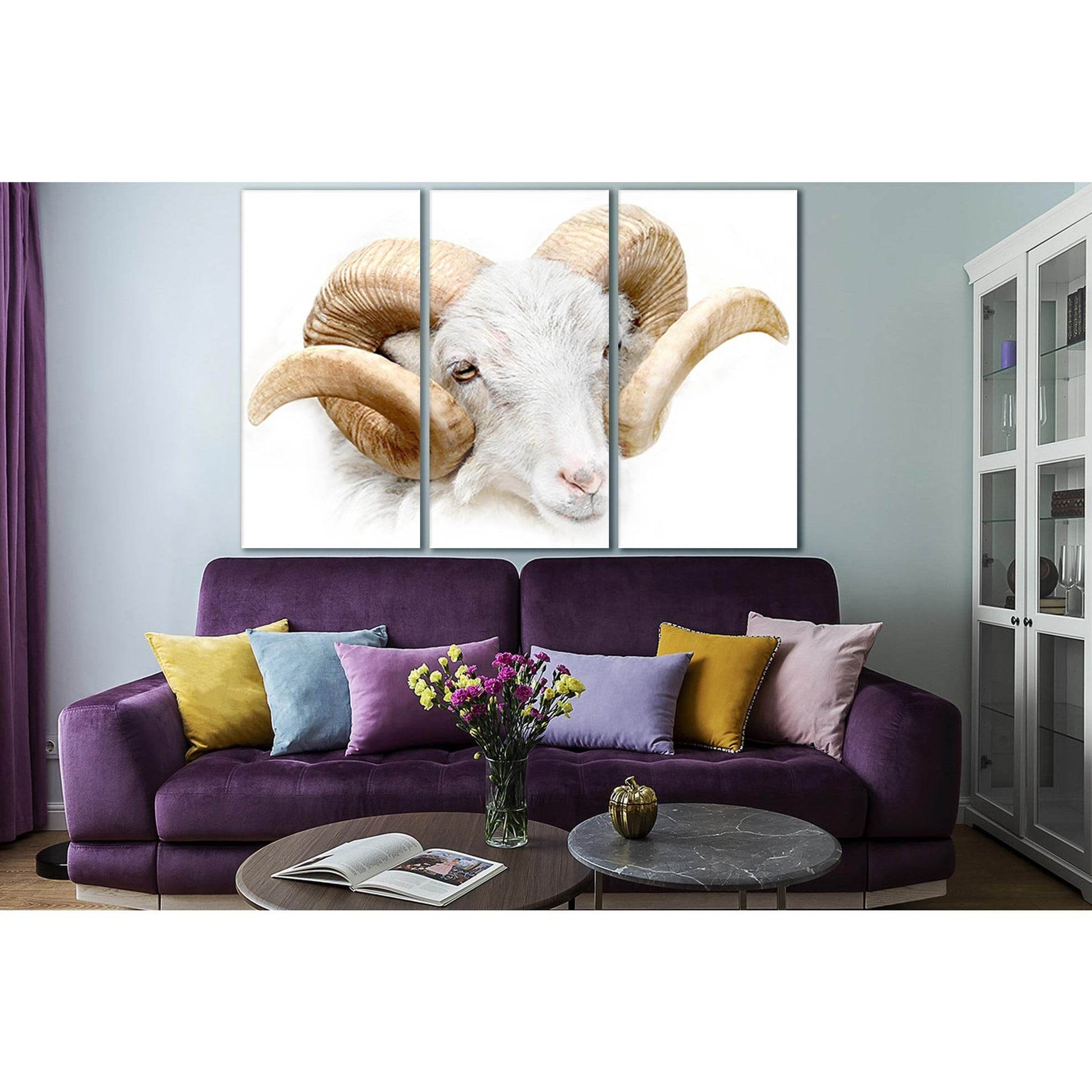 White Ram Close Up №SL997 Ready to Hang Canvas Print - Zellart Canvas Prints 0new, ALL_Products, Animals & Wildlife