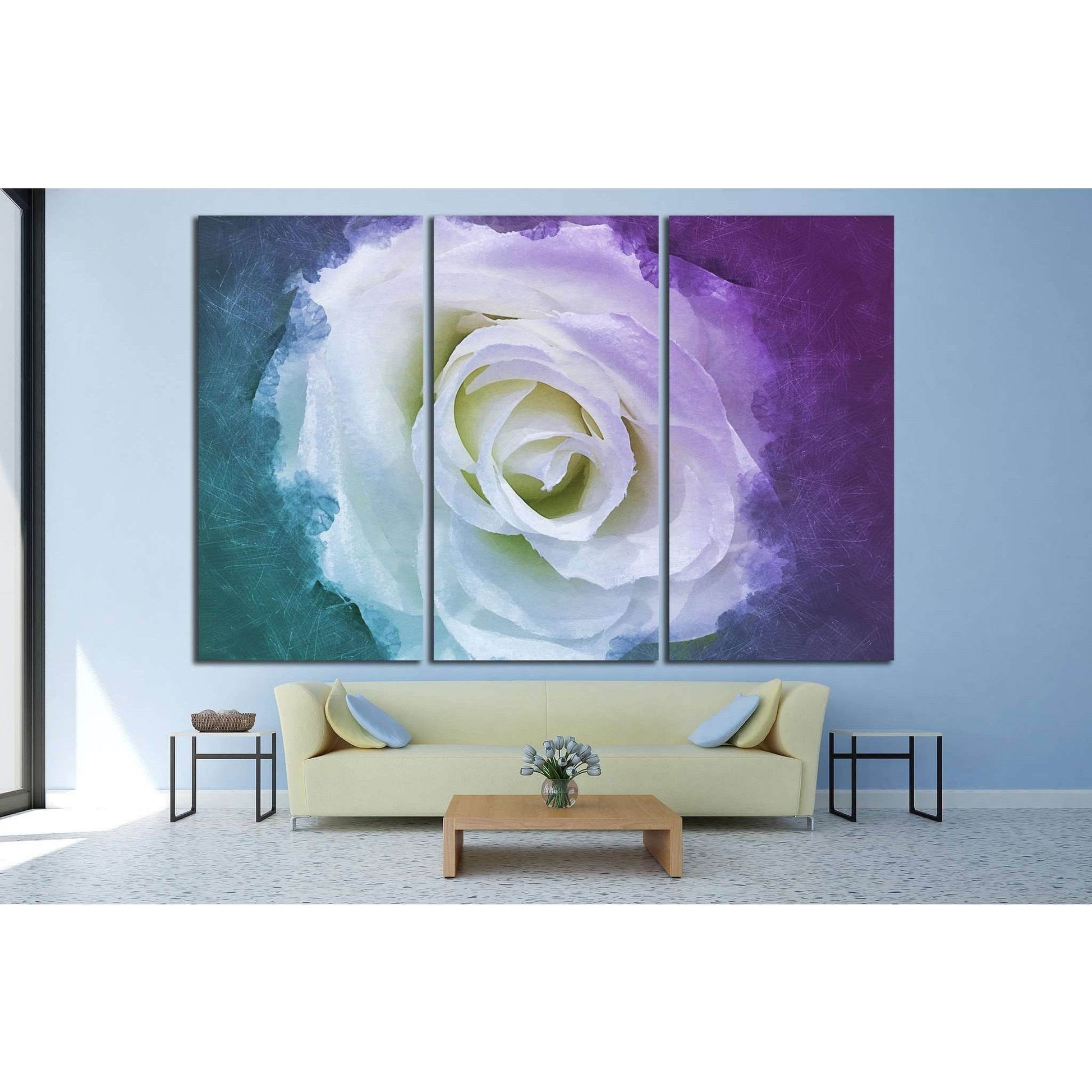 white rose flower №1082 Ready to Hang Canvas Print - Zellart Canvas Prints ALL_Products, s-1082
