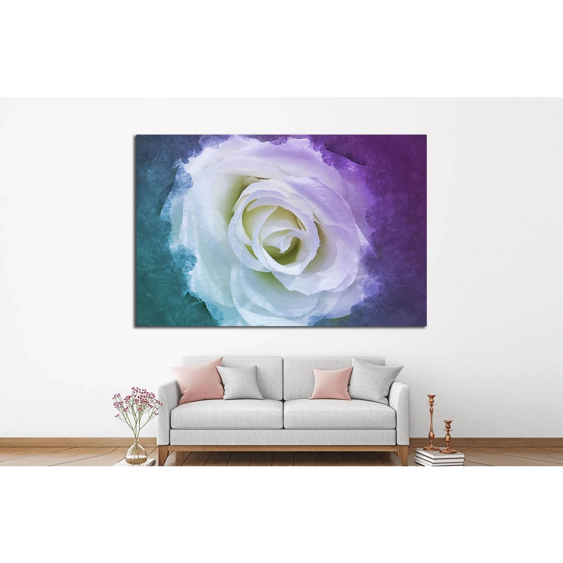 white rose flower №1082 Ready to Hang Canvas Print - Zellart Canvas Prints ALL_Products, s-1082