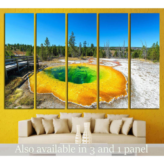 Wide angle view of the Morning Glory Pool in the Upper Geyser Basin in Yellowstone National Park №2005 Ready to Hang Canvas Print - Zellart Canvas Prints ALL_Products, s-2005