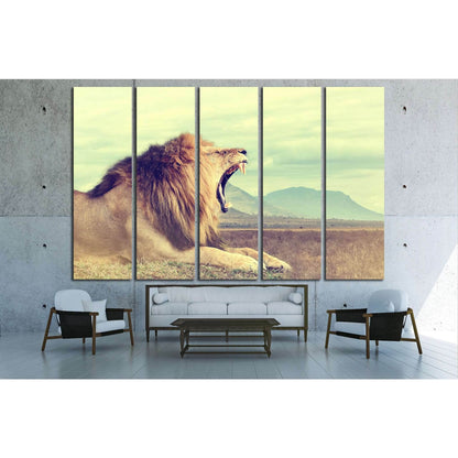 Wild african lion. Vintage effect. National park of Kenya, Africa №1860 Ready to Hang Canvas PrintCanvas art arrives ready to hang, with hanging accessories included and no additional framing required. Every canvas print is hand-crafted, made on-demand at