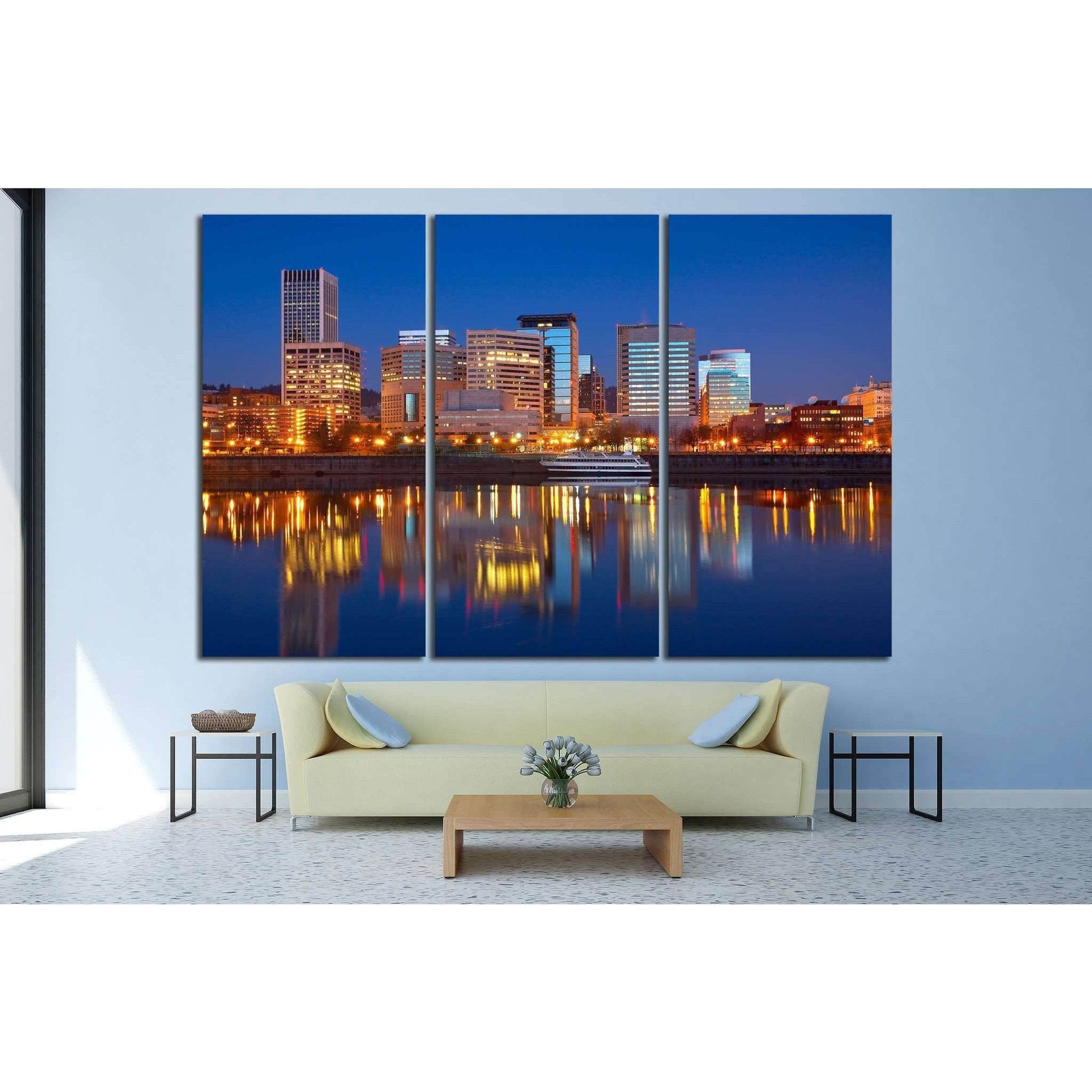 Willamette River along Portland's waterfront №754 Ready to Hang Canvas Print - Zellart Canvas Prints ALL_Products, s-754