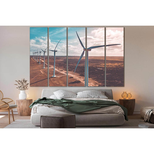 Wind Turbines On Brown Sand №SL775 Ready to Hang Canvas Print - Zellart Canvas Prints 0new, ALL_Products, Engine, Engines Wall Art