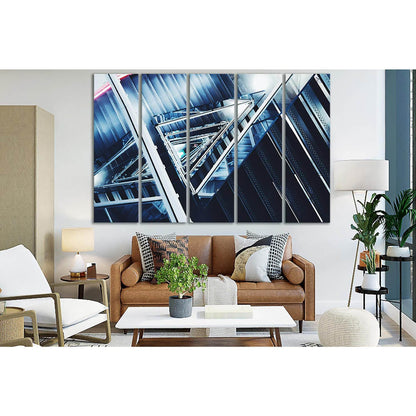 Winding Industrial Stairs №SL1386 Ready to Hang Canvas Print - Zellart Canvas Prints 0new, ALL_Products, Architecture