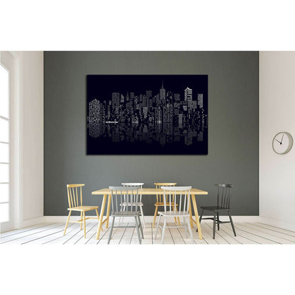 windows on abstract city skylines in black and white №1926 Ready to Hang Canvas Print - Zellart Canvas Prints ALL_Products, s-1926