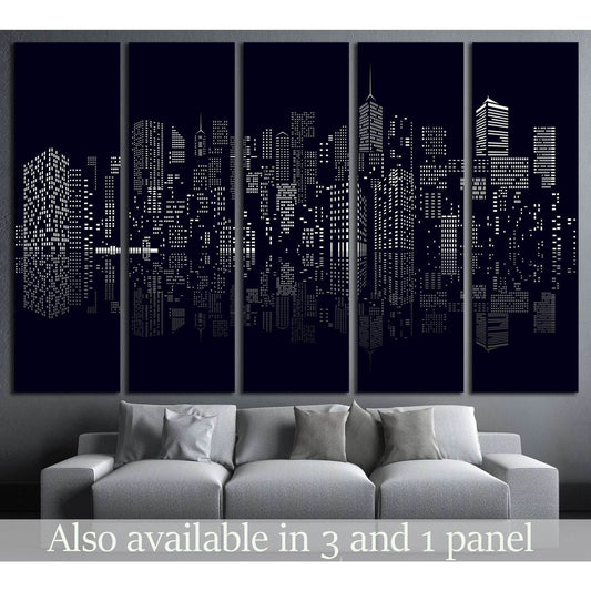 windows on abstract city skylines in black and white №1926 Ready to Hang Canvas Print - Zellart Canvas Prints ALL_Products, s-1926