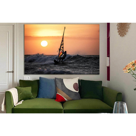 Windsurfing In The Sunset №SL933 Ready to Hang Canvas Print - Zellart Canvas Prints 0new, ALL_Products, Sports & Motivation