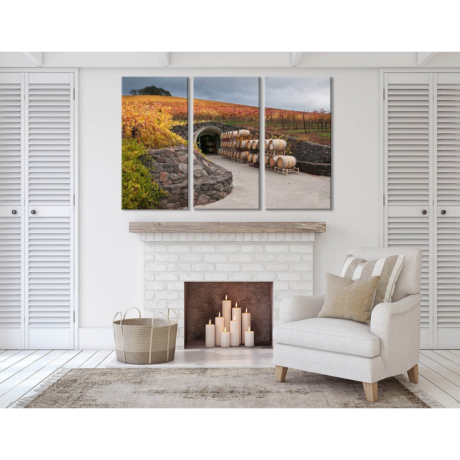 Wine Barrels And The Cave №04210 Ready to Hang Canvas Print - Zellart Canvas Prints ALL_Products
