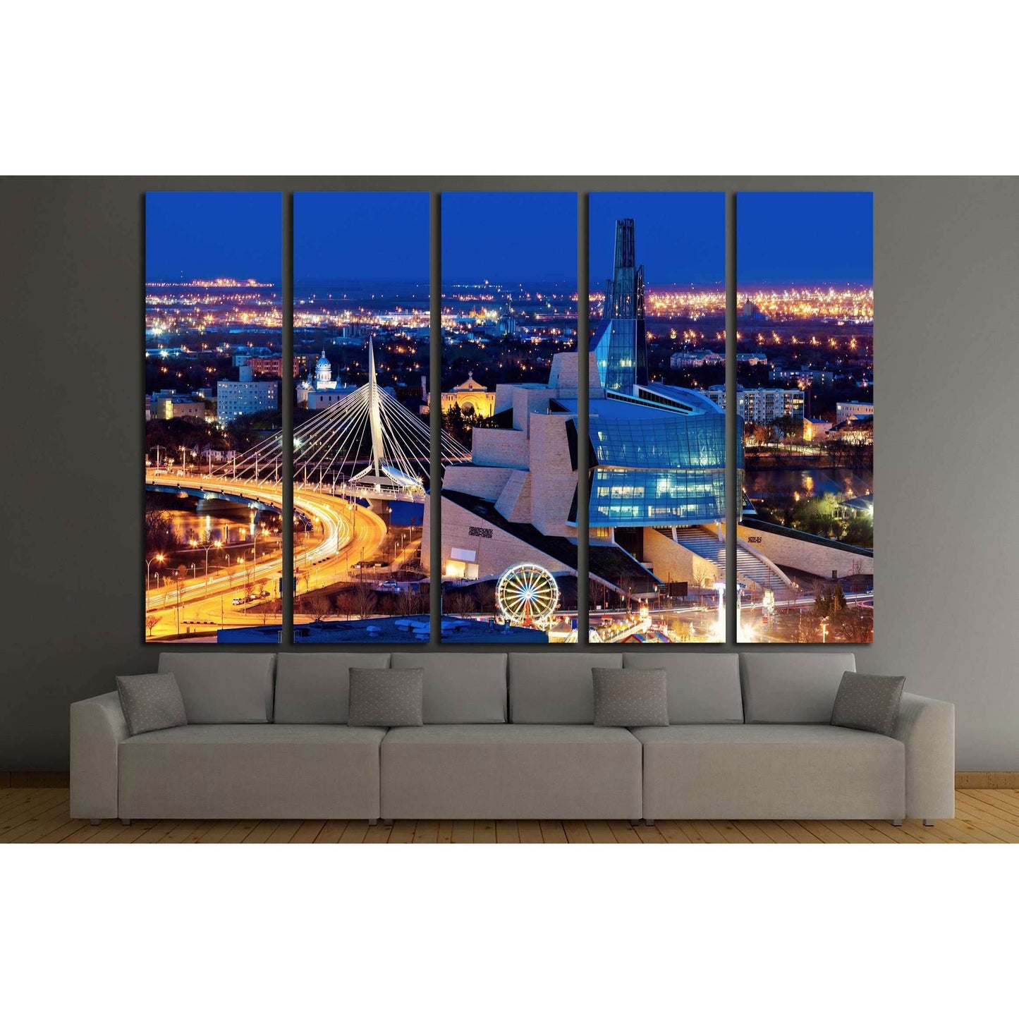 Winnipeg panorama at sunset. Winnipeg, Manitoba, Canada №2176 Ready to Hang Canvas PrintCanvas art arrives ready to hang, with hanging accessories included and no additional framing required. Every canvas print is hand-crafted, made on-demand at our works