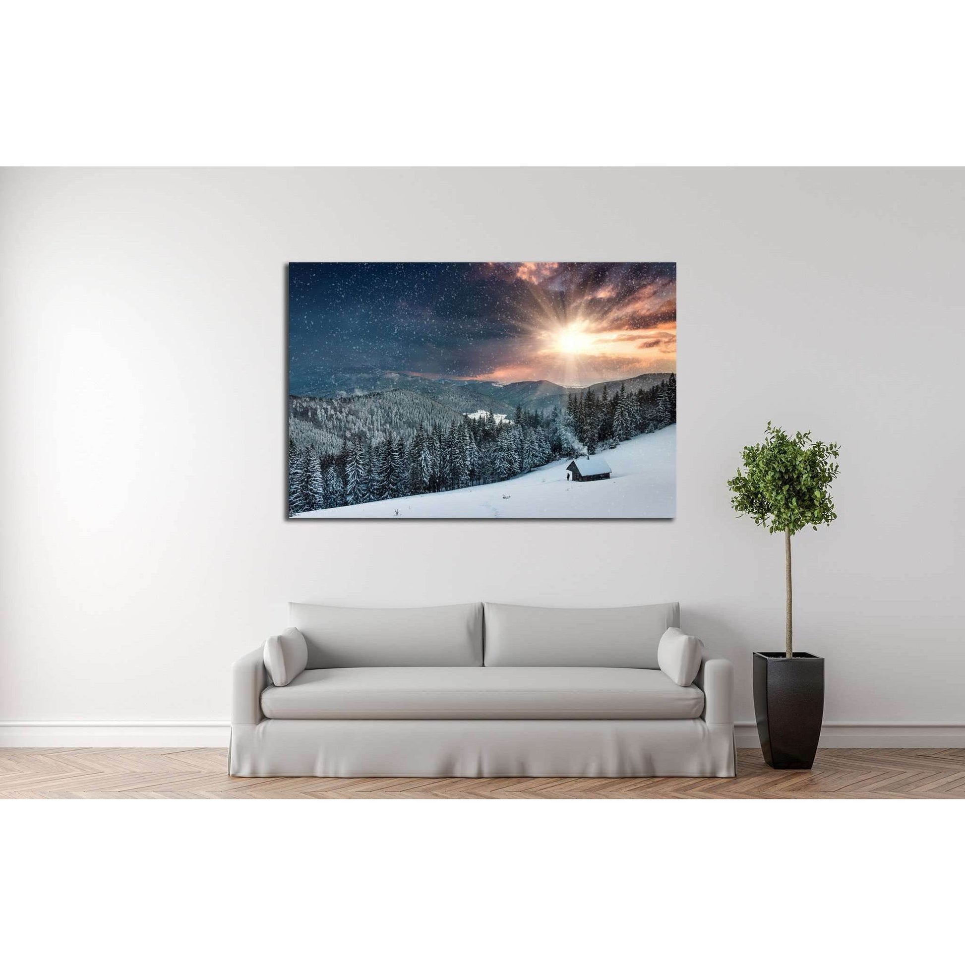 Winter evening №603 Ready to Hang Canvas Print - Zellart Canvas Prints ALL_Products, s-603