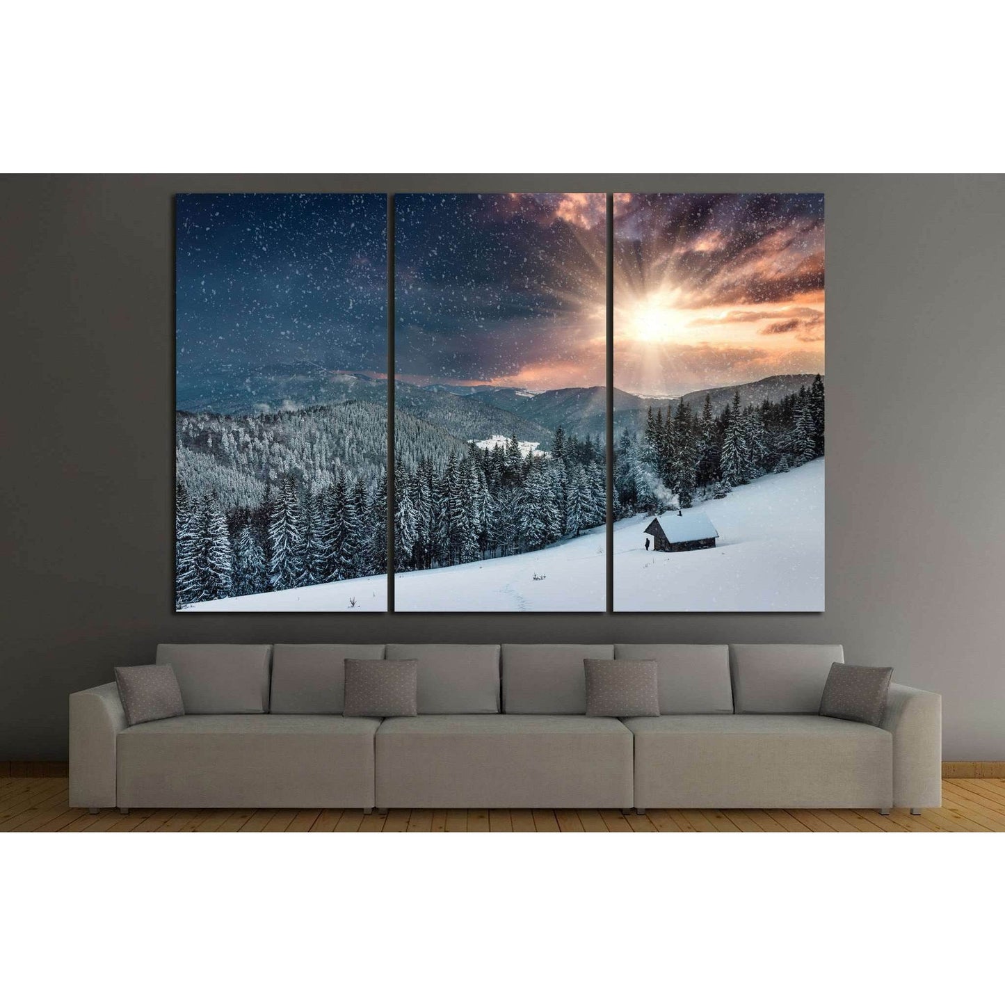 Winter evening №603 Ready to Hang Canvas Print - Zellart Canvas Prints ALL_Products, s-603