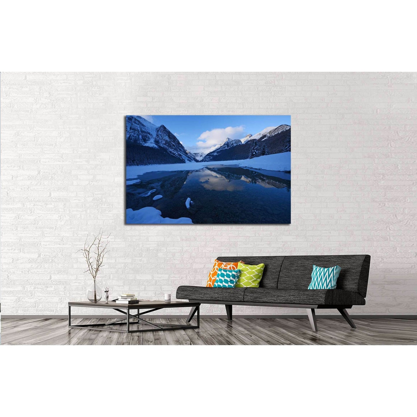 winter morning at lake louise with snow №3075 Ready to Hang Canvas Print - Zellart Canvas Prints ALL_Products, s-3075