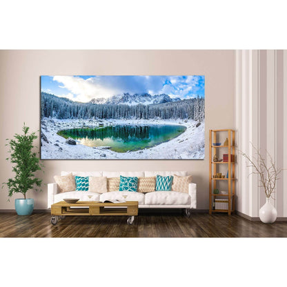 Winter mountain lake №718 Ready to Hang Canvas Print - Zellart Canvas Prints ALL_Products, s-718